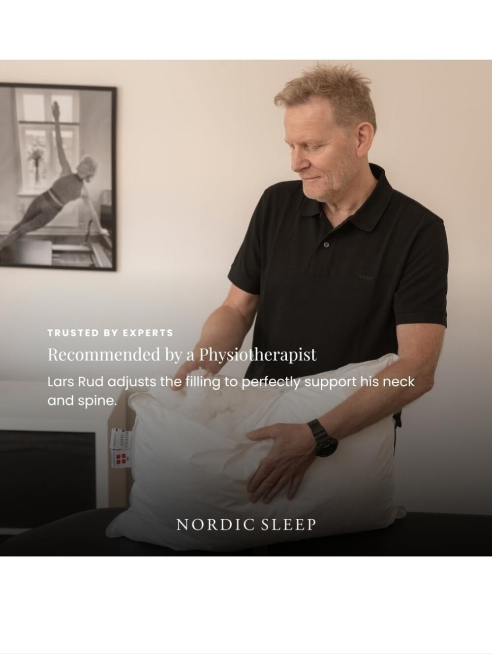 NIB Fossflakes Nordic Sleep Queen Pillow Adjustable Fill Made In Denmark Vegan - Picture 7 of 13